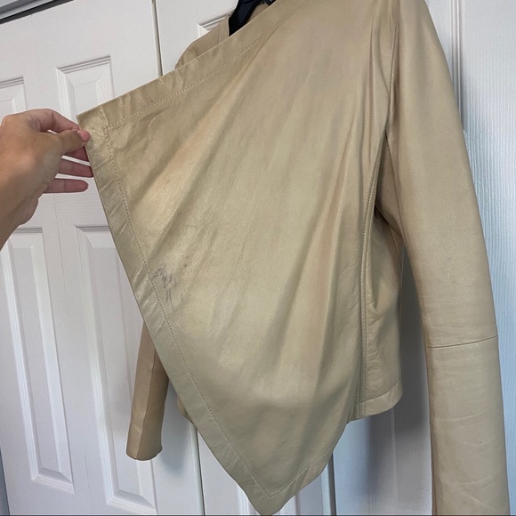 Drape Front Leather Jacket - Picture 3 of 9